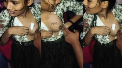 Chennai Mallu Teen School Girl Having Tattoo on Boobs
