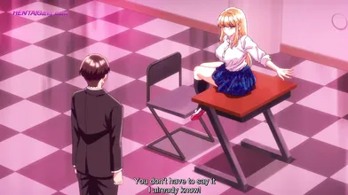 Anime college babe gets panties pulled by strict teacher
