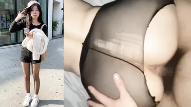 Korean Cutie WooHyun 21yo Black Pantyhose Doggy Fuck