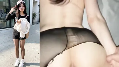 Korean Cutie WooHyun 21yo Black Pantyhose Doggy Fuck