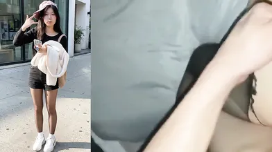 Korean Cutie WooHyun 21yo Black Pantyhose Doggy Fuck