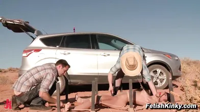 Amber Rayne Maestro Claire Adams Hogtied Hitchhiker Desert Bondage Clamps Cane Fuck