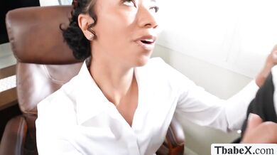 Ebony office staff fucked by skinny TS boss