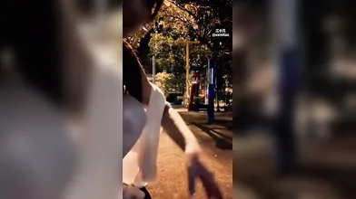 Jiang Xiaofan - Daring Outdoor Exposure Late At Night, Her Large Breasts Barely Concealed Under A Thin Veil~ Randomly Striking Up A Conversation - 江小凡