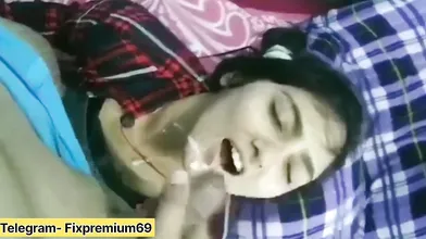 Horny college girl blowjob teacher until cum facial with dirty talkings