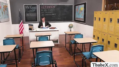 Detention supervisor fucks slut TS cheerleader