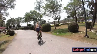 Bubble butt Thai girlfriend anal fucking after an outdoor workout