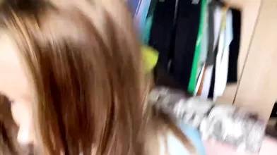 Beautiful Blonde Girl with Glitter Hair Teasing on Camera