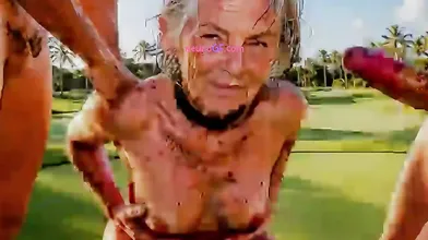 Homeless granny found on golf course gangbanged