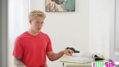 Tiny stepsister teen is a bad kisser and wants stepbro his help