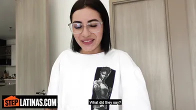 Stepdaughter latina teen finds huge cock stepdad jerking off