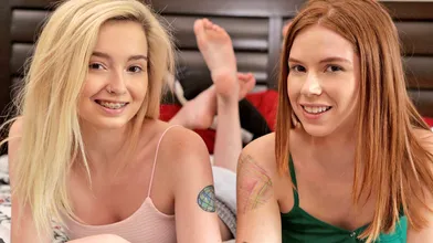 Threesome with squirting bisexual teen stepsister and petite BFF