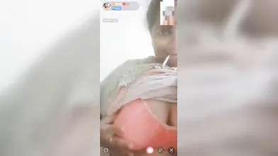 Gouthami reddy manthena removing sky blue dress orange sexy bra showing her big milky boobs in video call ???
