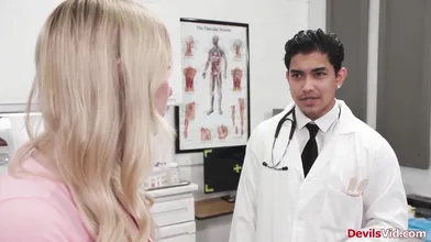 Doctor cured throat irritation by throat fucking his patient