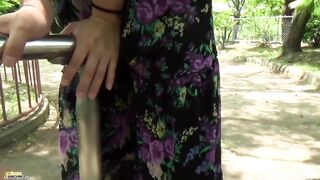 BUSTY ASIAN BLONDE PISSES IN THE PARK