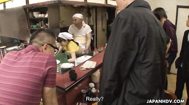 Mimi Asuka fucked in a restaurant in public