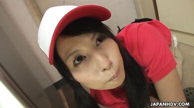 Lovely pizza delivery girl is a real slut