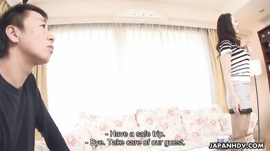 Japanese babe gets fingered by a horny guy