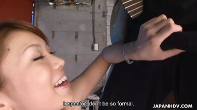 Runa Sesaki and inspector in dirty sex game