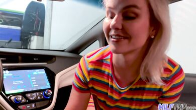 Blonde MILF Blowjob in Car