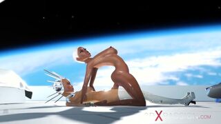 Super sexy android dickgirl fucks a hot ebony on a spaceship