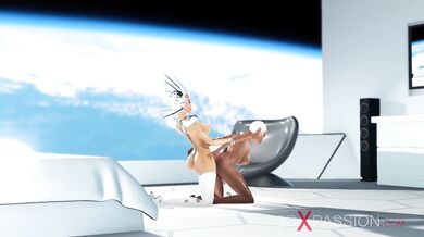Super sexy android dickgirl fucks a hot ebony on a spaceship