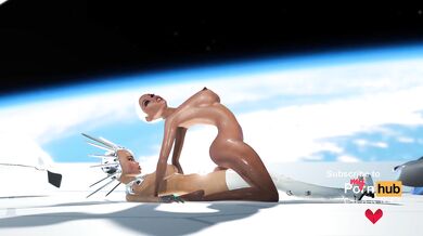 Super sexy android dickgirl fucks a hot ebony on a spaceship