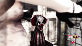 A real dirty girl has her first anal rough fuck with an Evil clown