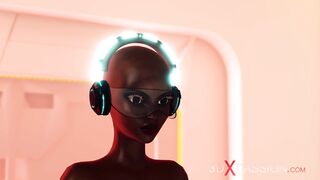 3d black sci-fi dickgirl alien fucks a sexy girl in the space sation