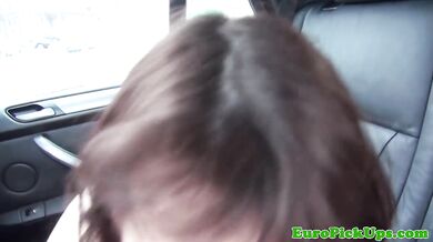 Hot Euro in the car gets her tight twat rammed good