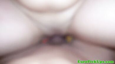 Euro beauty oiled up before hopping on for a good ride