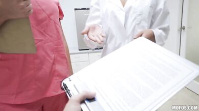 Getting your dick inspected by a couple of kinky nurses