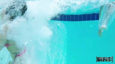 Pool Party where Abella Spreads Ass & Squirts