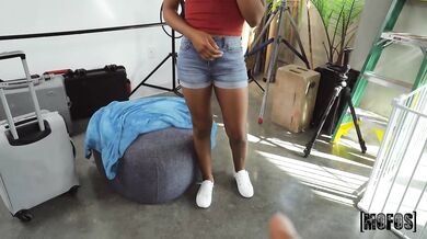 Smiley French Ebony Doll rides on Photo Shoot