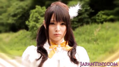 Asian Mihono Sakaguch gets her hairy hole rammed outside