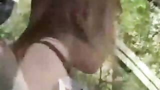 Dirty minded girl went out of her car and ended up fucked in the nature