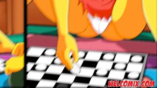 Playing Checkers - The Simptoons