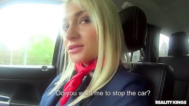 Russian Stewardess Squirts in Car after Hours