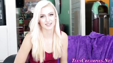 Blonde teen gets creampie