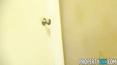 Sexy realtor sells the house by sucking a large cock