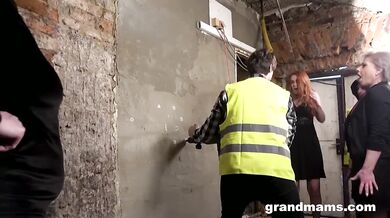 Grandmams make glory holes with jackhammer