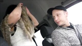 Small dick young guy gets a ride on the MatureVan