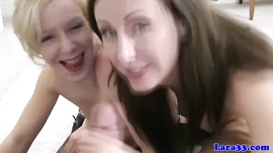 Euro mature in lingerie plays with teen before sucking cock
