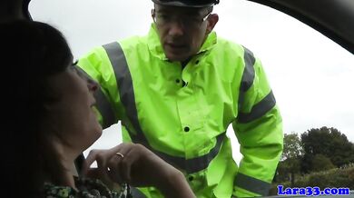 Mature british skank swallows police cum