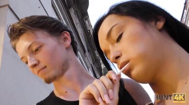 HUNT4K. Mature hunter stretches cutie while her cuckold BF watches this