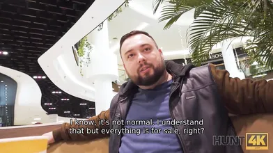 HUNT4K Cuck stays in public toilet and watches GFs sex with hunter