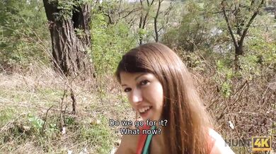 HUNT4K Boy counts cash while mature hunter analyzes his GF outdoors