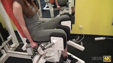 HUNT4K. Couple was working out in gym when rich hunter appeared