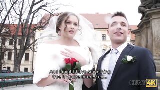 HUNT4K. Cute bride gets fucked for cash in front of her groom