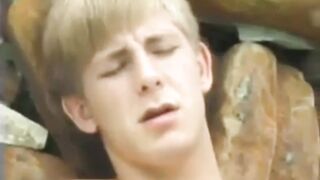 Vintage shemale porn with a and a blonde twink fucking and cumming